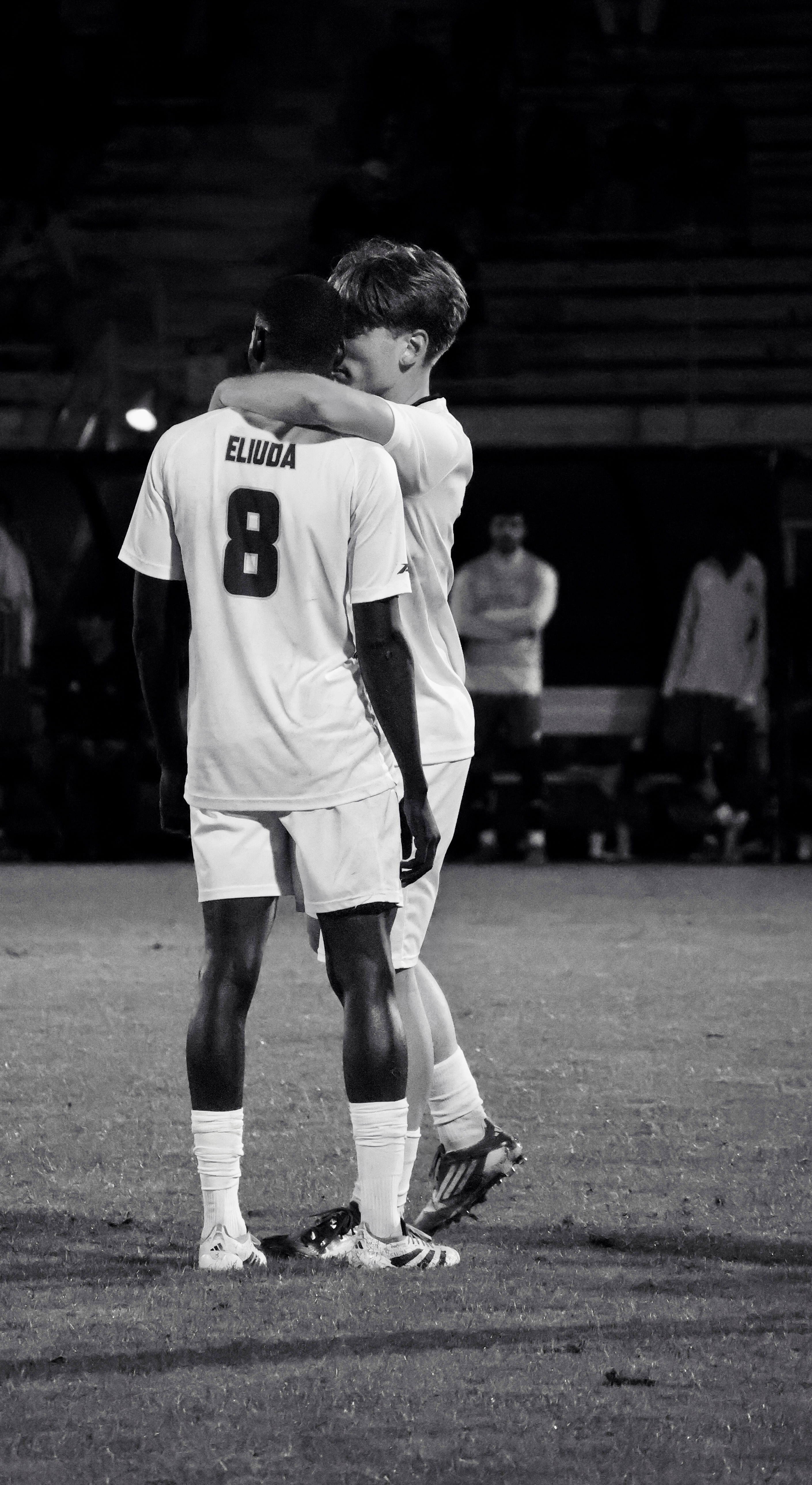 Teammates give each other words of encouragement mid match. 